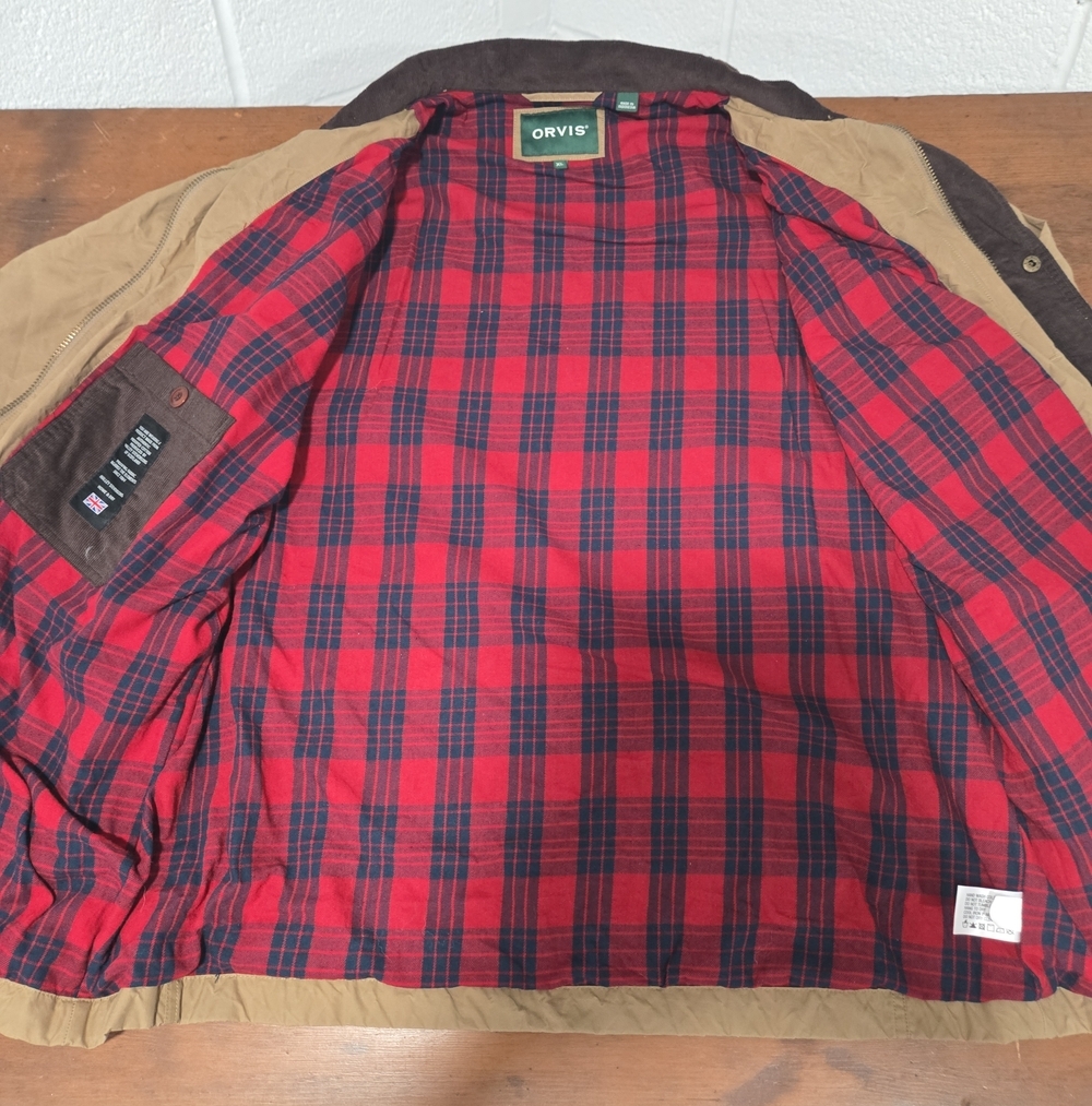 Orvis Mens River Road Cotton Canvas Field Chore Coat Corduroy Collar Brown XL - Picture 5 of 9